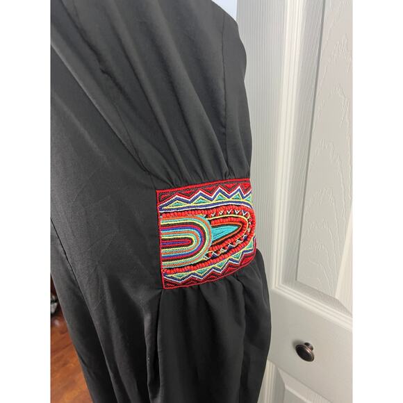 Bisou Bisou Pants Jumpsuit Womens X-Large Black Multicolor Boho Beaded Strapless - Picture 7 of 10